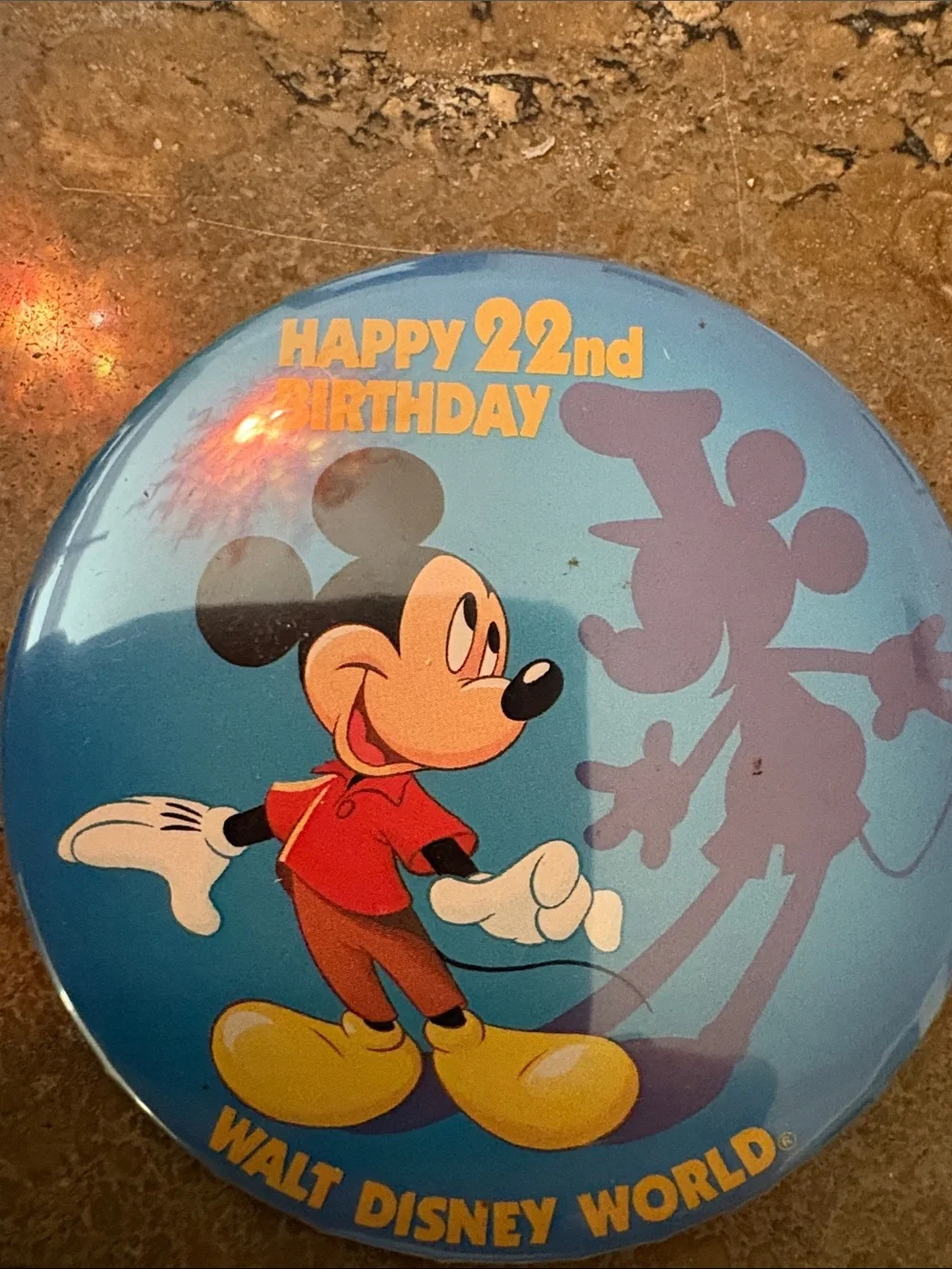 Disney Mickey Mouse Happy 22nd Birthday Blue Button